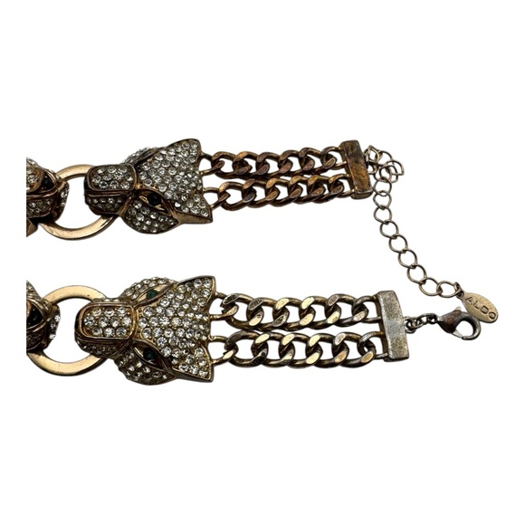 ALDO Panther Head Rhinestone Chain Link Bracelets (Set of 2) 5” - Picture 3 of 7